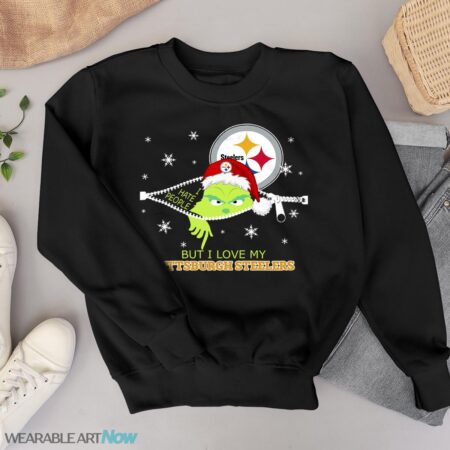 The Grinch I Hate People But I Love Pittsburgh Steelers Christmas T-shirt Product Photo 1