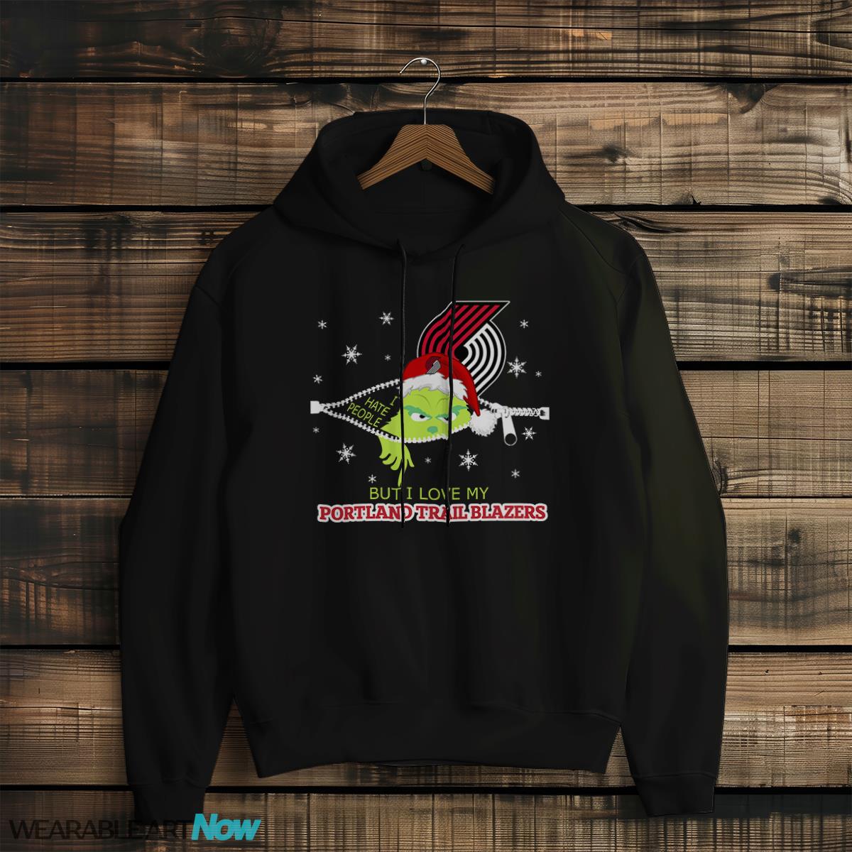 The Grinch I Hate People But I Love Portland Trail Blazers Christmas T-shirt - Black Hoodie