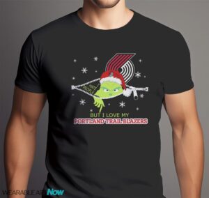 The Grinch I Hate People But I Love Portland Trail Blazers Christmas T-shirt - Men Black T-Shirt