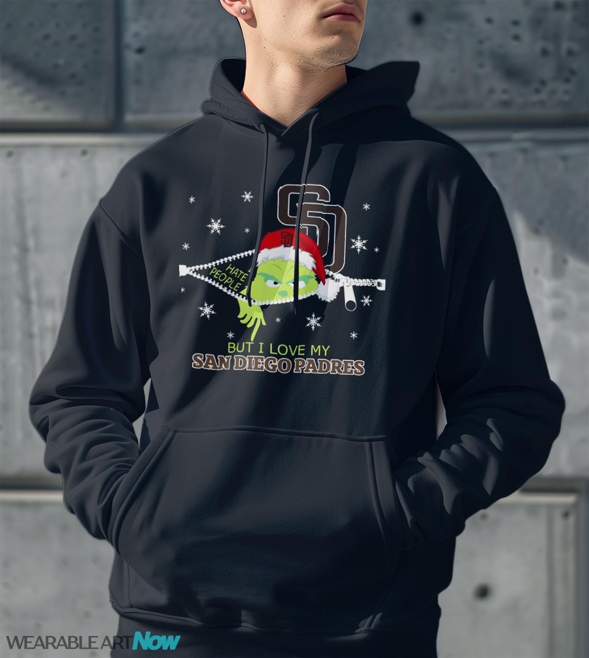 The Grinch I Hate People But I Love San Diego Padres Christmas T-shirt Product Photo 2