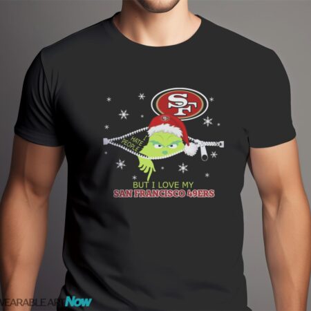 The Grinch I Hate People But I Love San Francisco 49ers Christmas T-shirt Product Photo 1