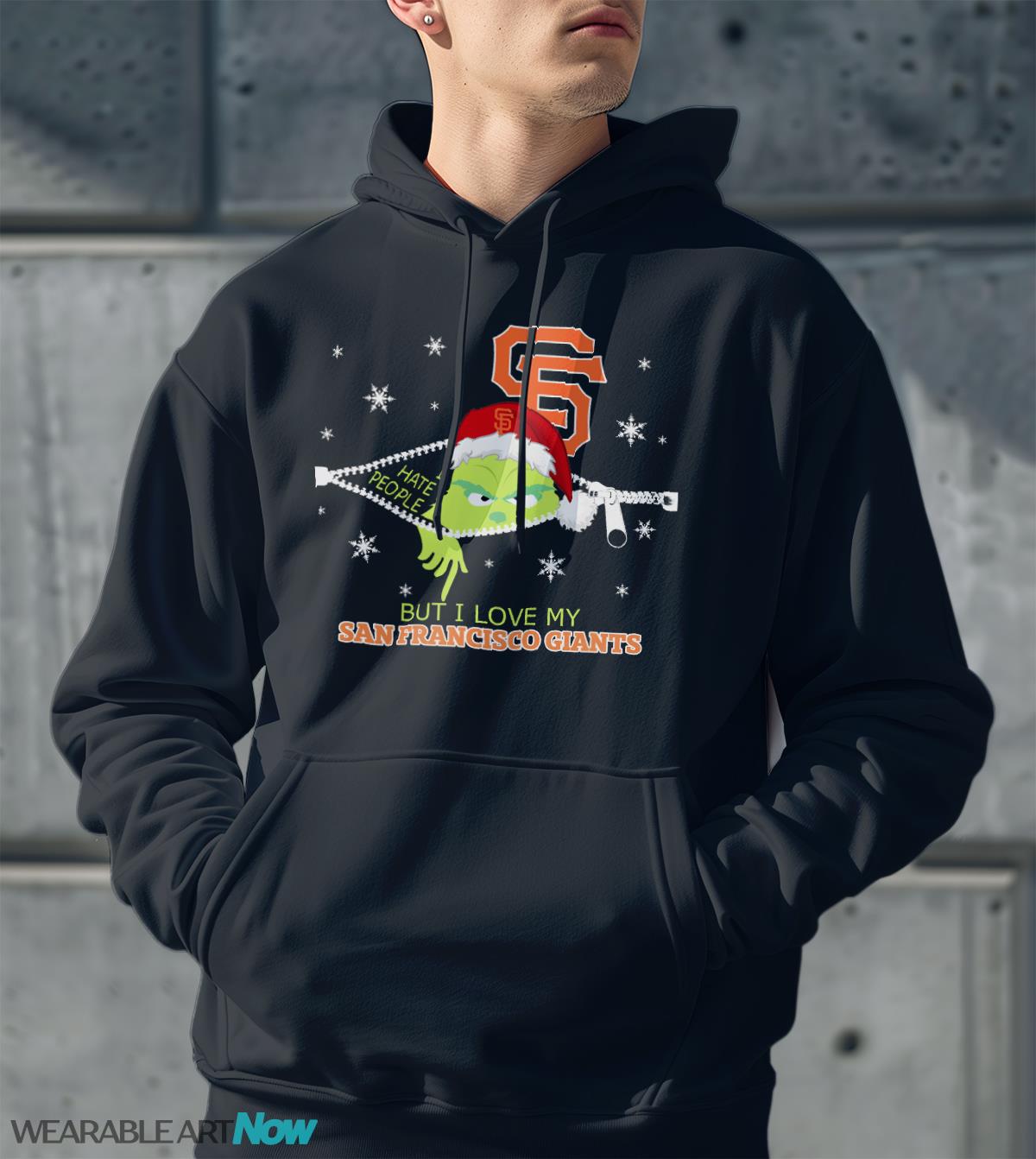 The Grinch I Hate People But I Love San Francisco Giants Christmas T-shirt Product Photo 2