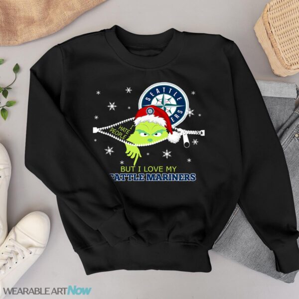 The Grinch I Hate People But I Love Seattle Mariners Christmas T-shirt Product Photo 1