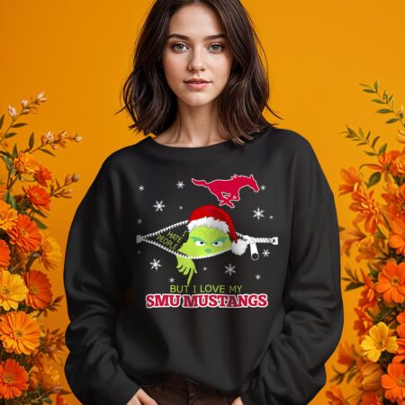 The Grinch I Hate People But I Love SMU Mustangs Christmas T-shirt - 1 Girl Black Swearshirt