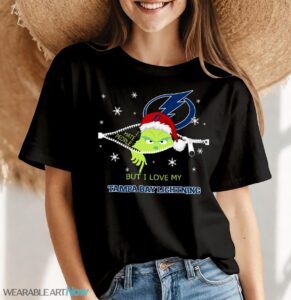 The Grinch I Hate People But I Love Tampa Bay Lightning Christmas T-shirt - Women Black T-Shirt