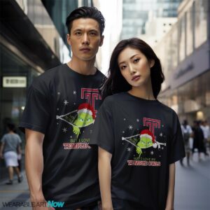 The Grinch I Hate People But I Love Temple Owls Christmas T-shirt - Black Couple White T-Shirt