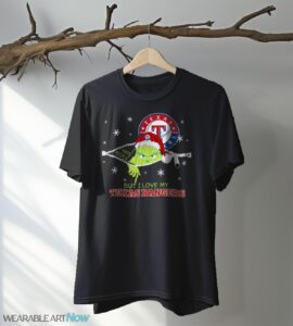 The Grinch I Hate People But I Love Texas Rangers Christmas T-shirt Product Photo 5