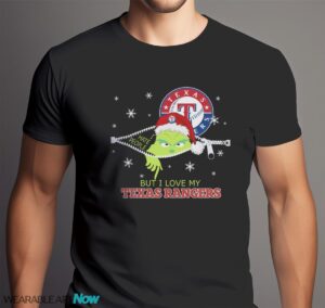 The Grinch I Hate People But I Love Texas Rangers Christmas T-shirt Product Photo 6