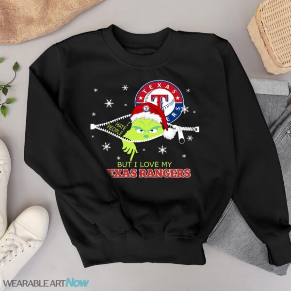 The Grinch I Hate People But I Love Texas Rangers Christmas T-shirt Product Photo 1