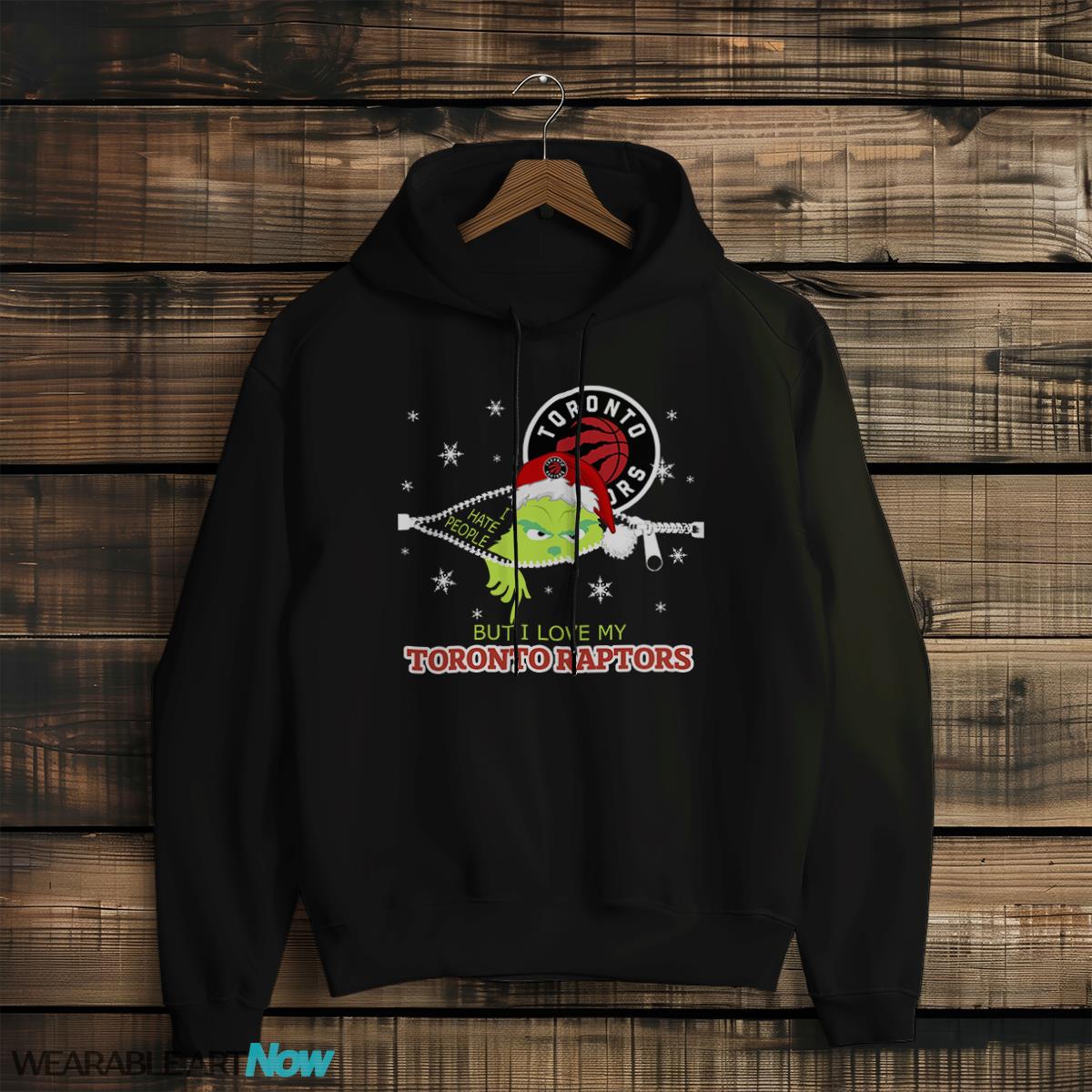 The Grinch I Hate People But I Love Toronto Raptors Christmas T-shirt - Black Hoodie