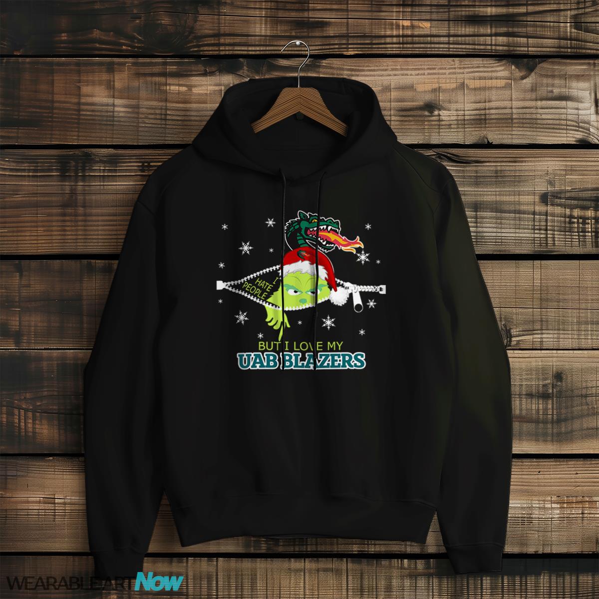 The Grinch I Hate People But I Love UAB Blazers Christmas T-shirt - Black Hoodie