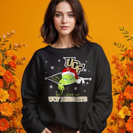 The Grinch I Hate People But I Love UCF Knights Christmas T-shirt - 1 Girl Black Swearshirt