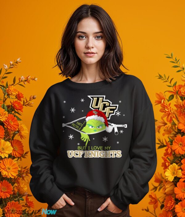 The Grinch I Hate People But I Love UCF Knights Christmas T-shirt - 1 Girl Black Swearshirt