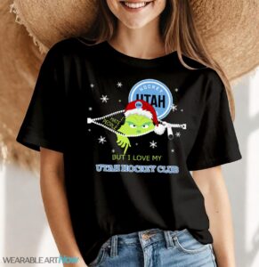 The Grinch I Hate People But I Love Utah Hockey Club Christmas T-shirt - Women Black T-Shirt