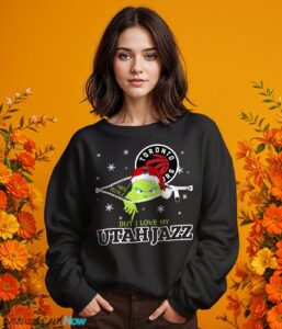 The Grinch I Hate People But I Love Utah Jazz Christmas T-shirt - Girl Black Swearshirt