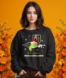 The Grinch I Hate People But I Love Vegas Golden Knights Christmas T-shirt - Girl Black Swearshirt