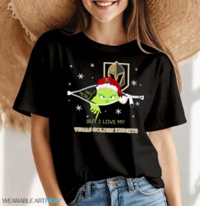 The Grinch I Hate People But I Love Vegas Golden Knights Christmas T-shirt - Women Black T-Shirt