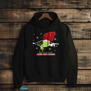 The Grinch I Hate People But I Love Wisconsin Badgers Christmas T-shirt - Black Hoodie