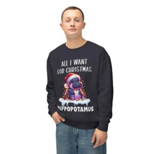 All I Want For Christmas Is Hippopotamus Sweatshirt Product Photo 2