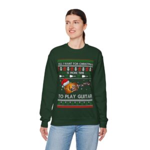 All I Want For Christmas Is More Time To Play Guitar Christmas Sweatshirt Product Photo 2