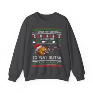 All I Want For Christmas Is More Time To Play Guitar Christmas Sweatshirt Product Photo 3