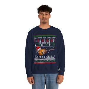 All I Want For Christmas Is More Time To Play Guitar Christmas Sweatshirt Product Photo 5