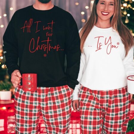 All I Want For Christmas Is You Trendy Noel Family Matching Christmas Couple Sweatshirt Product Photo 1