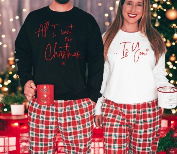 All I Want For Christmas Is You Trendy Noel Family Matching Christmas Couple Sweatshirt Product Photo 1