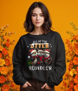 All of the Otter Reindeer Christmas Funny Cute Shirt Product Photo 2