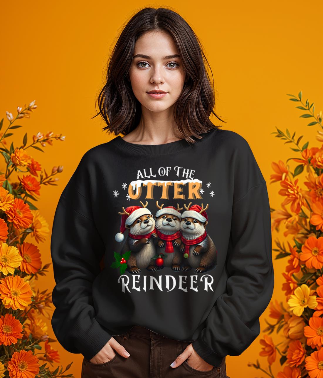 All of the Otter Reindeer Christmas Funny Cute Shirt Product Photo 2