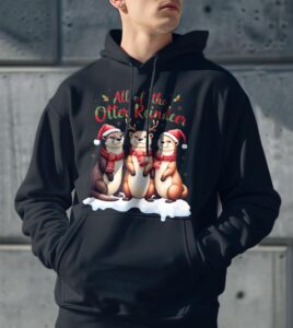 All of the Otter Reindeer Christmas Funny Cute Shirt Sweatshirt Hoodie Product Photo 3