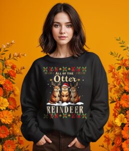 All of the Otter Reindeer Christmas Sweatshirt Product Photo 2