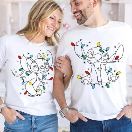 Angel Stitch Christmas Matching Couple Shirt Product Photo 1