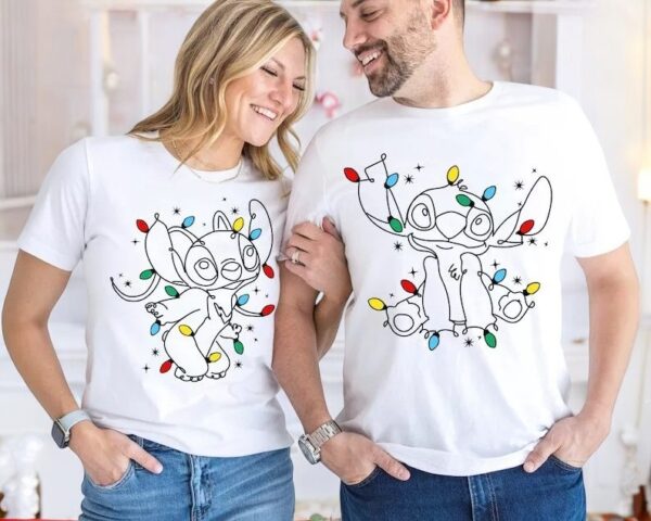 Angel Stitch Christmas Matching Couple Shirt Product Photo 1