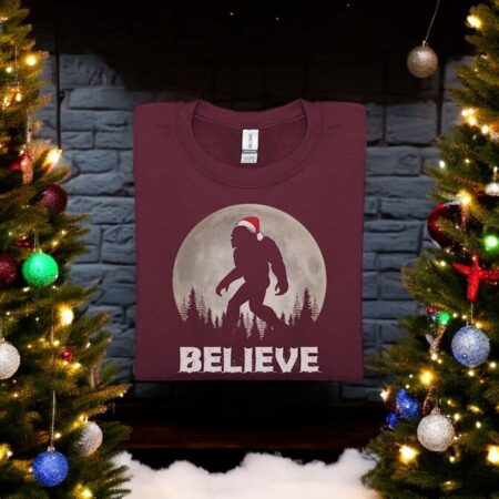 Believe, Bigfoot Sasquatch Christmas Sweatshirt Product Photo 1