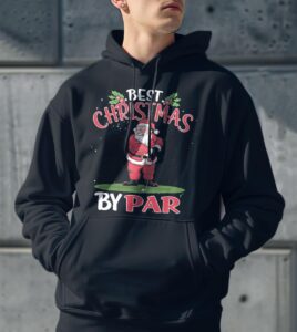 Best Christmas By Par Funny Christmas Santa Golf Player Shirt Gift - Men Black Hoodie