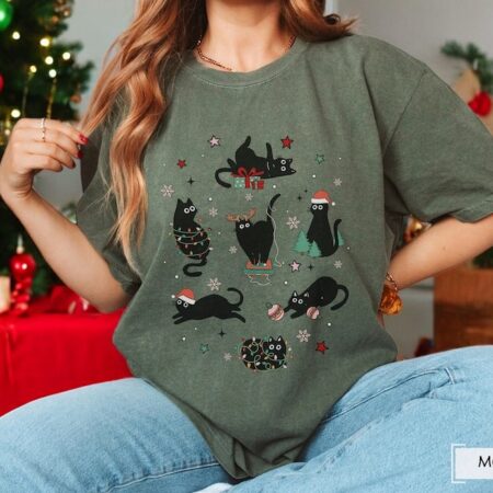 Black Cat Christmas Shirt Product Photo 1