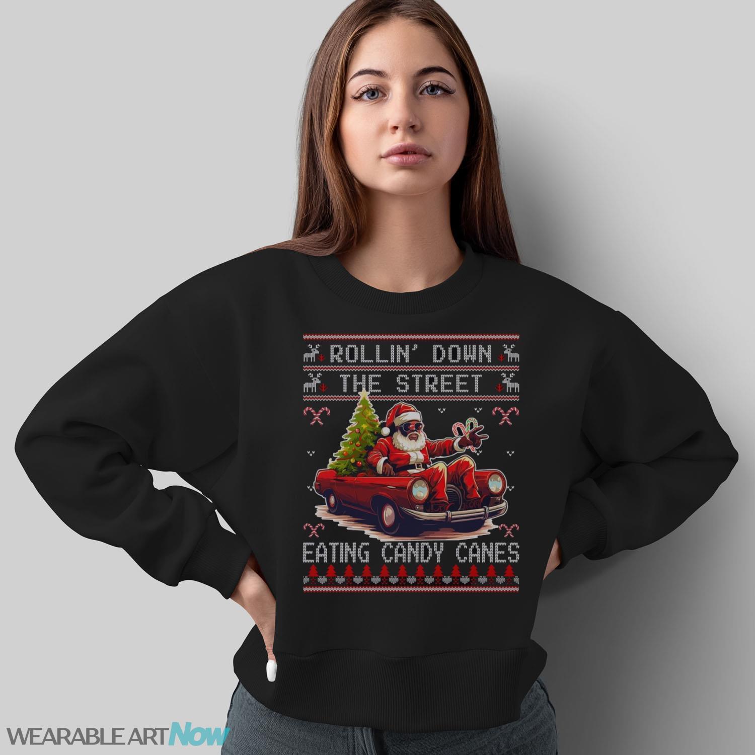 Black Santa Ugly Christmas Sweater Music Lover Gift Funny Dad Christmas Shirt - Sweatshirt