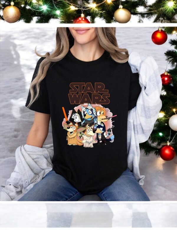 Bluey Star Wars, Bluey And Friends Tee, Bluey And Bingo Christmas Sweatshirt Product Photo 1