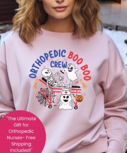 Boo Boo Crew Orthopedic Department Cute Nurse Spooky Nurse Halloween Sweatshirt Product Photo 2