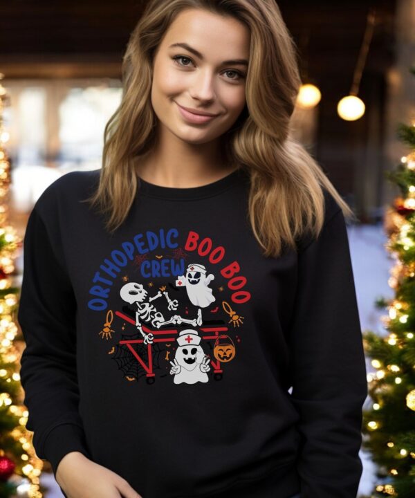 Boo Boo Crew Orthopedic Department Cute Nurse Spooky Nurse Halloween Sweatshirt Product Photo 1