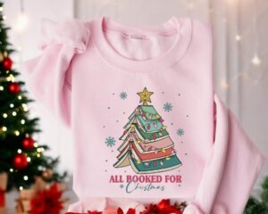 Book Tree Christmas All Booked For Christmas Sweatshirt Product Photo 2