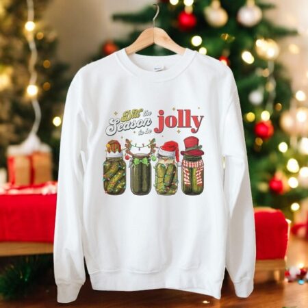 Canned Pickles, Dilt The Season To Be Jolly Christmas Sweatshirt Product Photo 1