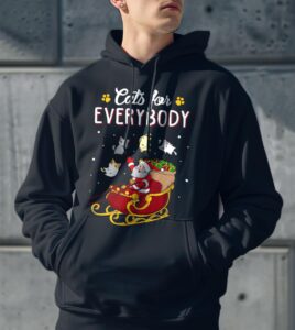 Cats For Everybody Funny Ugly Christmas Sweatshirt - Men Black Hoodie