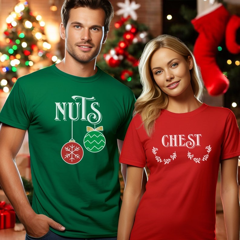 Chest And Nuts Matching Christmas Couple Shirt Product Photo 2