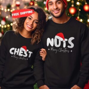 Chest And Nuts Matching Christmas Couple Sweatshirt Product Photo 2