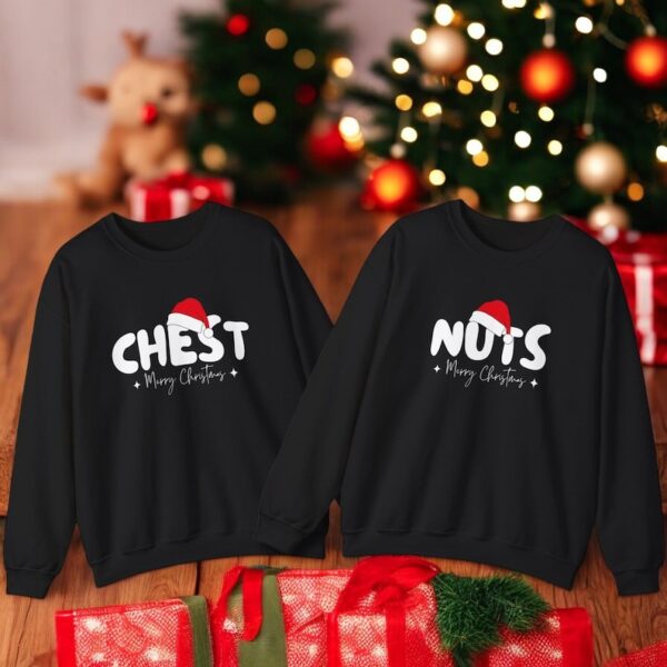 Chest And Nuts Matching Christmas Couple Sweatshirt Product Photo 1