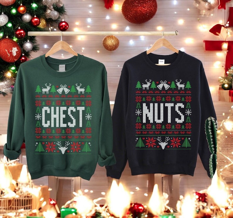 Chest Nuts Christmas Couple Matching Sweatshirt Product Photo 2