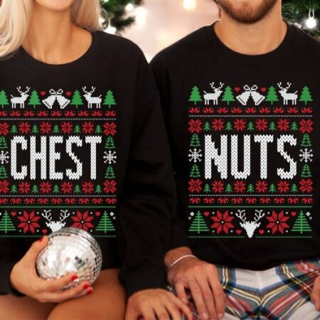 Chest Nuts Christmas Couple Matching Sweatshirt Product Photo 1