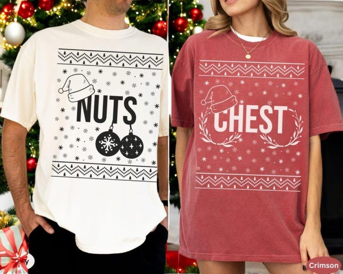 Chest Nuts Couples Christmas Shirts Funny Product Photo 2